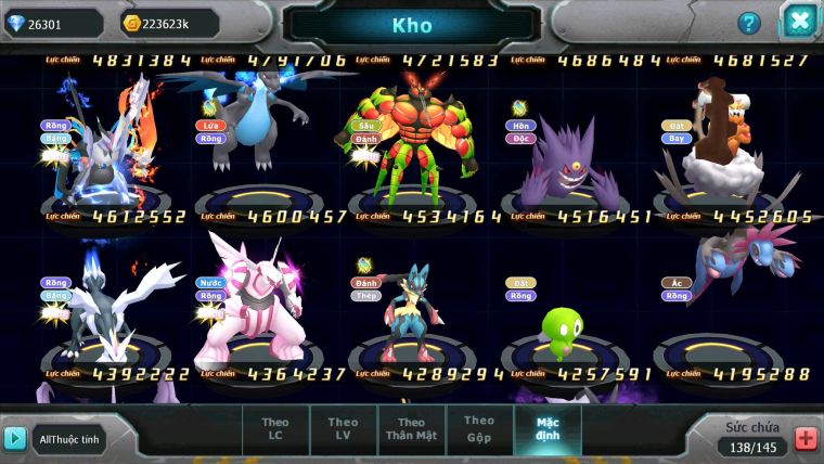 Mã : #TTS6507 - S1235 - BXH : 12 Ho-oh WB CHD Rayquaza BC Cặp Cá Yvetal Thần Gió BC