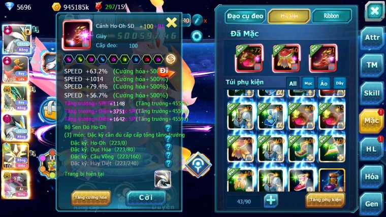 Mã : #TTS6514 - S454 - BXH: 4 - V15 - White & Ho-oh CHD Ray Bc Meganec Hoopa Bá Chủ Nhiều Pet Bá Chủ
