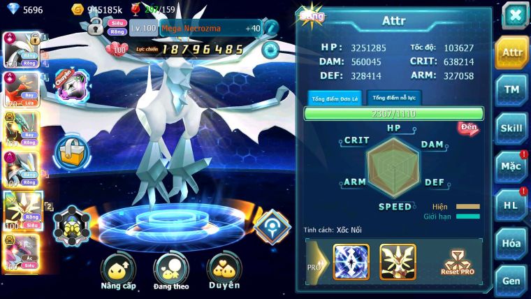 Mã : #TTS6514 - S454 - BXH: 4 - V15 - White & Ho-oh CHD Ray Bc Meganec Hoopa Bá Chủ Nhiều Pet Bá Chủ