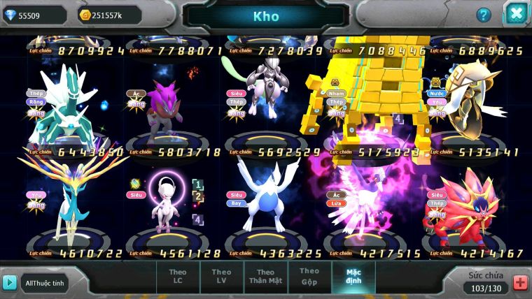 Mã : #TTS6513 - S1350 - V15 - BXH : 20 - PK Cực Khỏe - 300M Arc CH 55K Kc Kiếm & Khiên Bc Ho-oh CHD Arc Thép Dynamax Rayquaza Bc