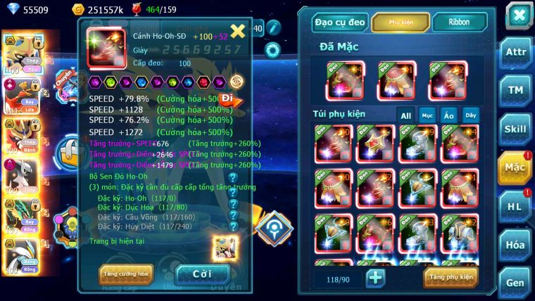 Mã : #TTS6513 - S1350 - V15 - BXH : 20 - PK Cực Khỏe - 300M Arc CH 55K Kc Kiếm & Khiên Bc Ho-oh CHD Arc Thép Dynamax Rayquaza Bc