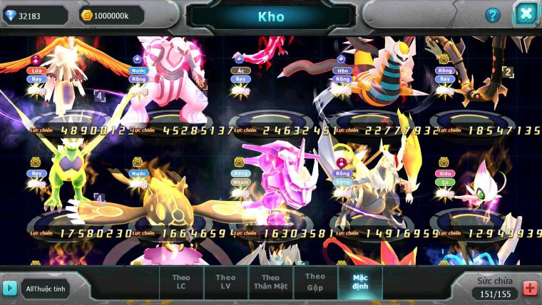 Mã : #TTS6515 - S38 - V9 - BXH :8 - Ho-oh CHD Palkia & Yvetal & Giratina CH Ray Thần Gio Rắn Băng Nhiều Pet HT BC