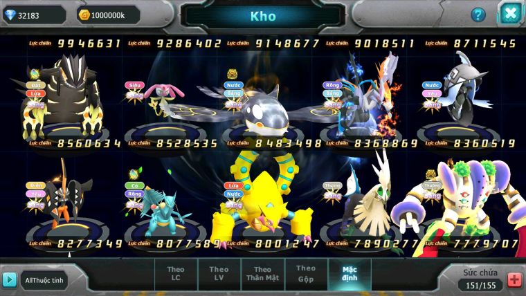 Mã : #TTS6515 - S38 - V9 - BXH :8 - Ho-oh CHD Palkia & Yvetal & Giratina CH Ray Thần Gio Rắn Băng Nhiều Pet HT BC