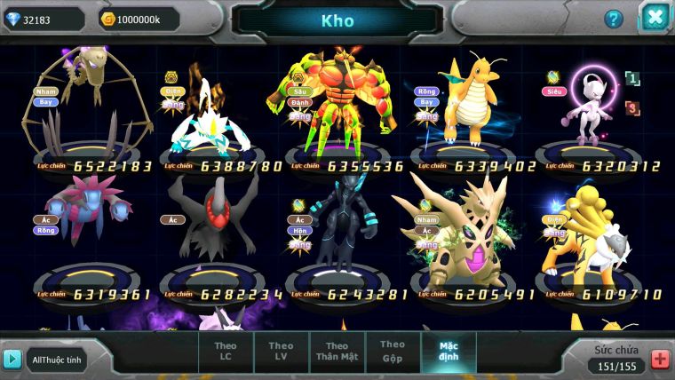 Mã : #TTS6515 - S38 - V9 - BXH :8 - Ho-oh CHD Palkia & Yvetal & Giratina CH Ray Thần Gio Rắn Băng Nhiều Pet HT BC