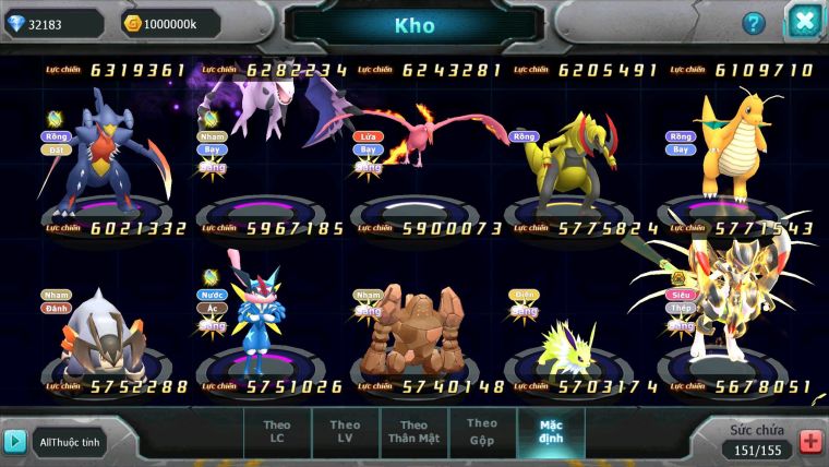 Mã : #TTS6515 - S38 - V9 - BXH :8 - Ho-oh CHD Palkia & Yvetal & Giratina CH Ray Thần Gio Rắn Băng Nhiều Pet HT BC