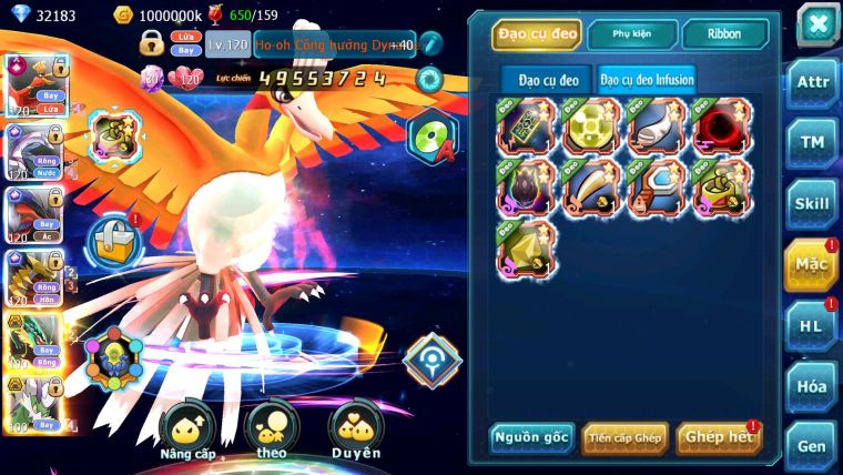 Mã : #TTS6515 - S38 - V9 - BXH :8 - Ho-oh CHD Palkia & Yvetal & Giratina CH Ray Thần Gio Rắn Băng Nhiều Pet HT BC