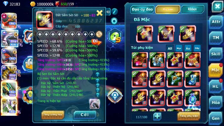 Mã : #TTS6515 - S38 - V9 - BXH :8 - Ho-oh CHD Palkia & Yvetal & Giratina CH Ray Thần Gio Rắn Băng Nhiều Pet HT BC