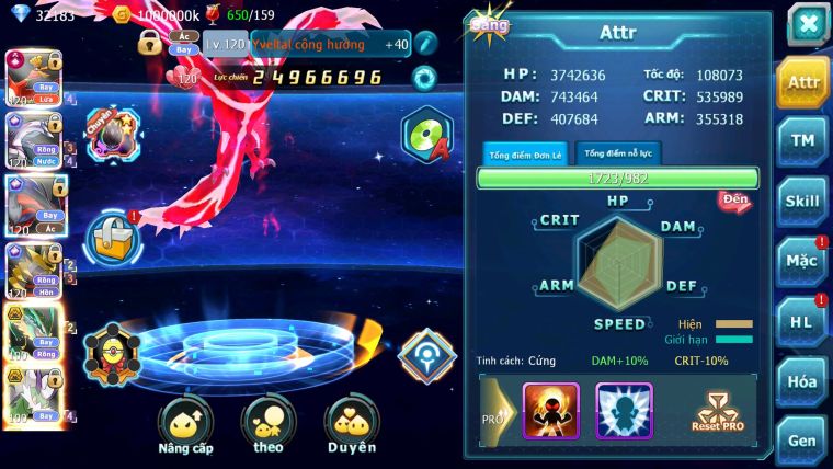 Mã : #TTS6515 - S38 - V9 - BXH :8 - Ho-oh CHD Palkia & Yvetal & Giratina CH Ray Thần Gio Rắn Băng Nhiều Pet HT BC