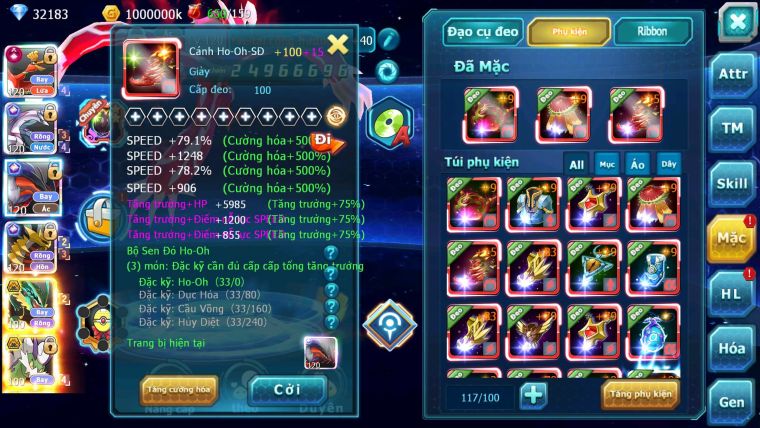 Mã : #TTS6515 - S38 - V9 - BXH :8 - Ho-oh CHD Palkia & Yvetal & Giratina CH Ray Thần Gio Rắn Băng Nhiều Pet HT BC