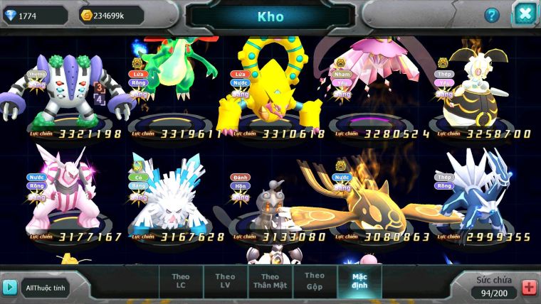 Mã : #TTS6522 - S1351 - V15 - BXH : 23 - Ho-oh CHD DHo-oh Bc White Black Kyuem Unvoa Bá Chủ Meltan Pr Dialga Salumine Dàn Pet 10TR