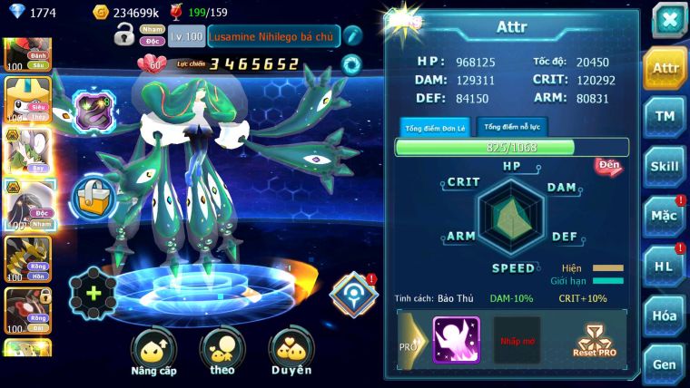 Mã : #TTS6522 - S1351 - V15 - BXH : 23 - Ho-oh CHD DHo-oh Bc White Black Kyuem Unvoa Bá Chủ Meltan Pr Dialga Salumine Dàn Pet 10TR