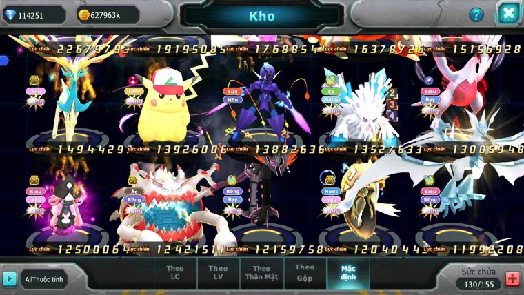 Mã : #TTS6520 - S650 - V15 - BXH : 3All - 3K2 Sách 114K Kc Ho-oh & WB & Diancie CHD Yvetal & Lugia CH Meganec Nhiều Pet Bá Chủ