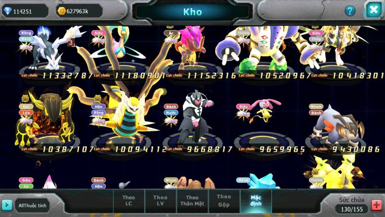 Mã : #TTS6520 - S650 - V15 - BXH : 3All - 3K2 Sách 114K Kc Ho-oh & WB & Diancie CHD Yvetal & Lugia CH Meganec Nhiều Pet Bá Chủ