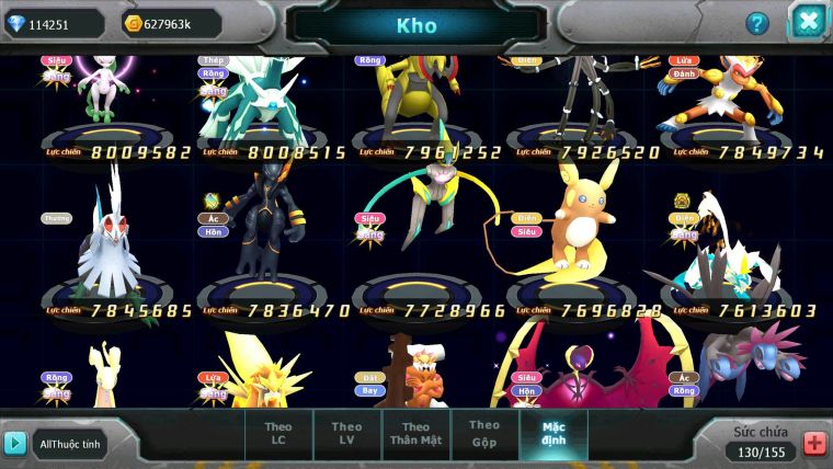 Mã : #TTS6520 - S650 - V15 - BXH : 3All - 3K2 Sách 114K Kc Ho-oh & WB & Diancie CHD Yvetal & Lugia CH Meganec Nhiều Pet Bá Chủ
