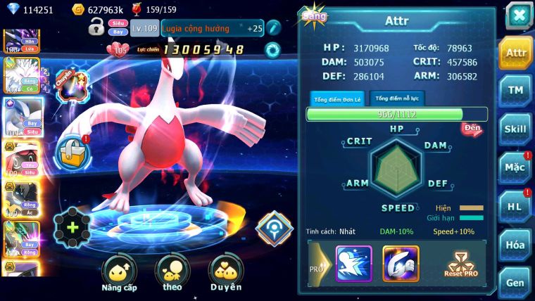 Mã : #TTS6520 - S650 - V15 - BXH : 3All - 3K2 Sách 114K Kc Ho-oh & WB & Diancie CHD Yvetal & Lugia CH Meganec Nhiều Pet Bá Chủ