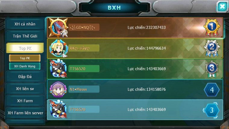 Mã : #TTS6520 - S650 - V15 - BXH : 3All - 3K2 Sách 114K Kc Ho-oh & WB & Diancie CHD Yvetal & Lugia CH Meganec Nhiều Pet Bá Chủ