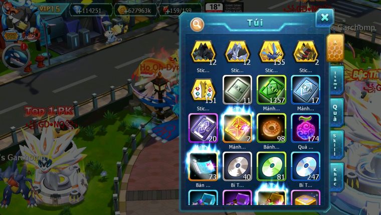 Mã : #TTS6520 - S650 - V15 - BXH : 3All - 3K2 Sách 114K Kc Ho-oh & WB & Diancie CHD Yvetal & Lugia CH Meganec Nhiều Pet Bá Chủ