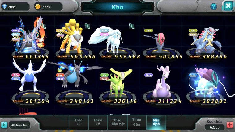 Mã : #TTS6524 - S1901 - V6 - BXH : 42 - Kyurem Unvoa Raikou Lugia nhiều pet ht