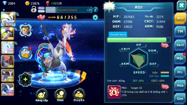 Mã : #TTS6524 - S1901 - V6 - BXH : 42 - Kyurem Unvoa Raikou Lugia nhiều pet ht