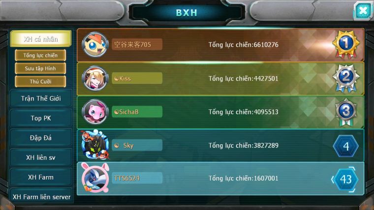 Mã : #TTS6524 - S1901 - V6 - BXH : 42 - Kyurem Unvoa Raikou Lugia nhiều pet ht