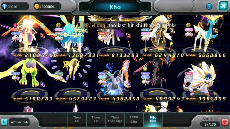 Mã : #TTS6527 - S1560 - V15 - 40K KC - 1K2 Sách bxh : 29 - Ho-oh CHD Kiếm Bá Chủ Drak ho-oh Bc Nhiều Pet HT