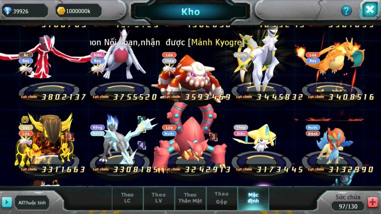 Mã : #TTS6527 - S1560 - V15 - 40K KC - 1K2 Sách bxh : 29 - Ho-oh CHD Kiếm Bá Chủ Drak ho-oh Bc Nhiều Pet HT