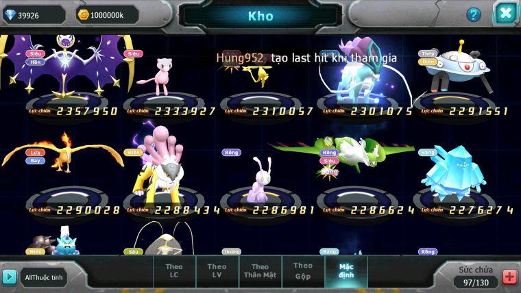 Mã : #TTS6527 - S1560 - V15 - 40K KC - 1K2 Sách bxh : 29 - Ho-oh CHD Kiếm Bá Chủ Drak ho-oh Bc Nhiều Pet HT