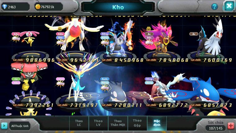 Mã : #TTS6540 - S1041 - V13 - BXH : 8 - White Black + Ho-oh CHD Rayquaza Yvetal Thần gio cặp lati bc quá êm