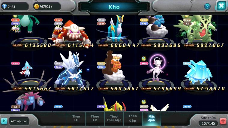 Mã : #TTS6540 - S1041 - V13 - BXH : 8 - White Black + Ho-oh CHD Rayquaza Yvetal Thần gio cặp lati bc quá êm