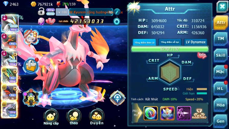 Mã : #TTS6540 - S1041 - V13 - BXH : 8 - White Black + Ho-oh CHD Rayquaza Yvetal Thần gio cặp lati bc quá êm