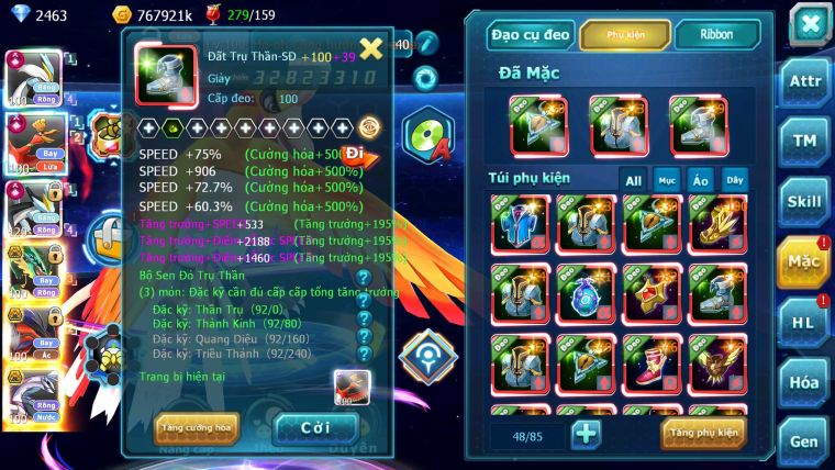 Mã : #TTS6540 - S1041 - V13 - BXH : 8 - White Black + Ho-oh CHD Rayquaza Yvetal Thần gio cặp lati bc quá êm