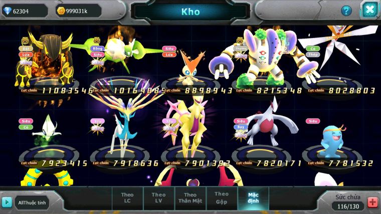 Mã : #TTS6542 - S1115 - V14 - BXH :  8 - 62K Kc  2K1 Sách Diancie & Ho-oh CHD Yvetal CH Rayquaza Nhiều Pet Bá Chủ