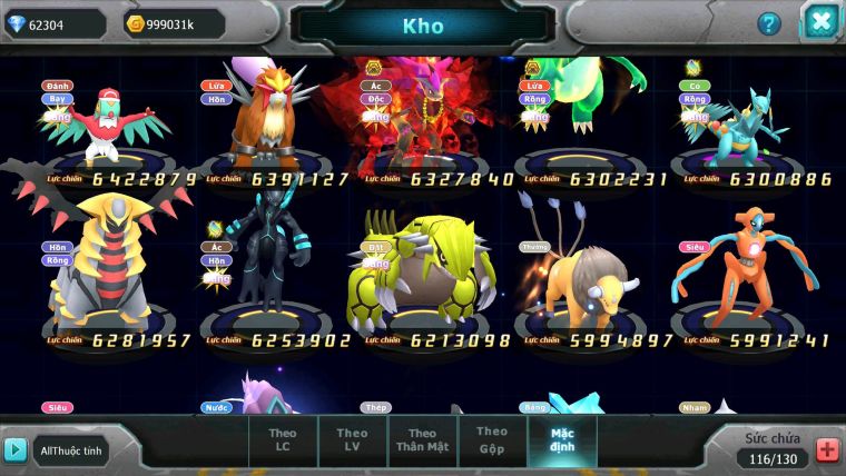 Mã : #TTS6542 - S1115 - V14 - BXH :  8 - 62K Kc  2K1 Sách Diancie & Ho-oh CHD Yvetal CH Rayquaza Nhiều Pet Bá Chủ