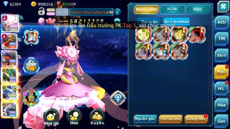 Mã : #TTS6542 - S1115 - V14 - BXH :  8 - 62K Kc  2K1 Sách Diancie & Ho-oh CHD Yvetal CH Rayquaza Nhiều Pet Bá Chủ