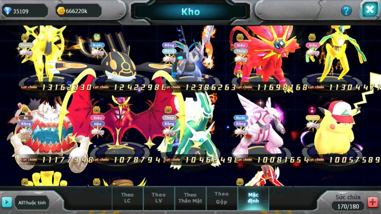 Mã : #TTS6569 - S241 - V17 BXH : 13 - Ho-oh & Diancie & White CHD Giratina CH Rayquaza Bc Nhiều Pet BC