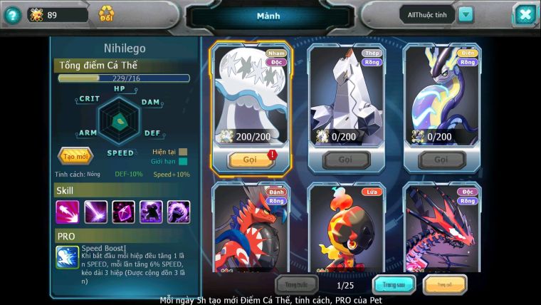 Mã : #TTS6569 - S241 - V17 BXH : 13 - Ho-oh & Diancie & White CHD Giratina CH Rayquaza Bc Nhiều Pet BC