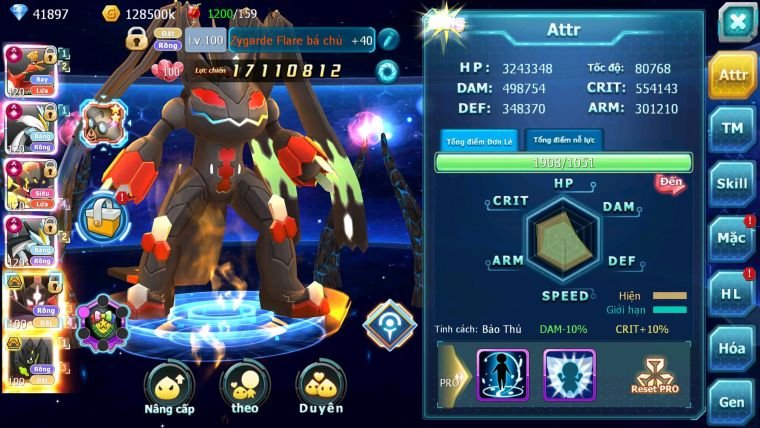 Mã : #TTS6573 - S1055 - BXH : 7 - V15 - 41K KC - Ho-oh WB Armarouge CHD Zygarde Flare Bc Nhiều Pet Bá Chủ