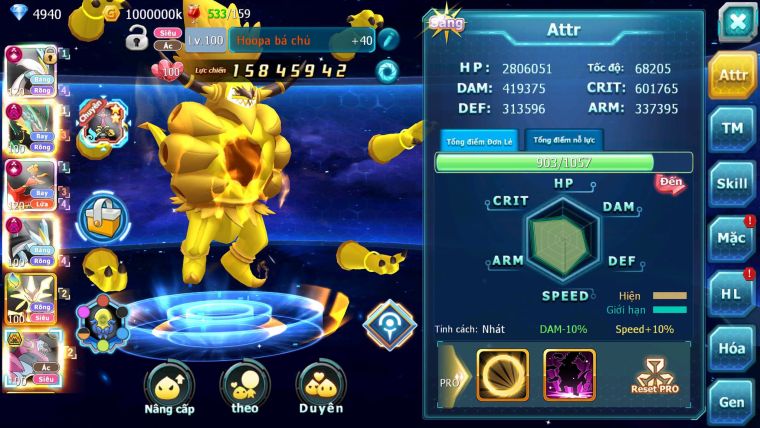 Mã : #TTS6571 - S454 - BXH : 4 - V15 - White & Ho-oh CHD Ray Dynamax Black Dnm Meganec Hoopa Bc