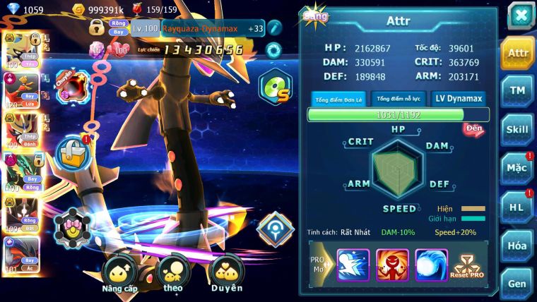 Mã : #TTS6575 - S1322 - V15 - BXH : 16 - Kiếm Khiên Bá Chủ Ho-oh CHD Rayquaza Dnm Zygarde Flare Bá chủ Nhiều Pet HT