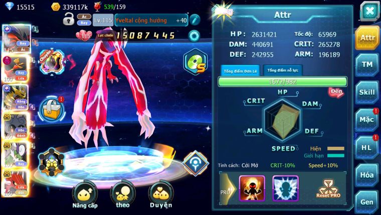 Mã : #TTS6579 - S1614 - V12 - 15K KC - Yvetal & Giratina CH Ho-oh Dnm Nhiều Pet Bc