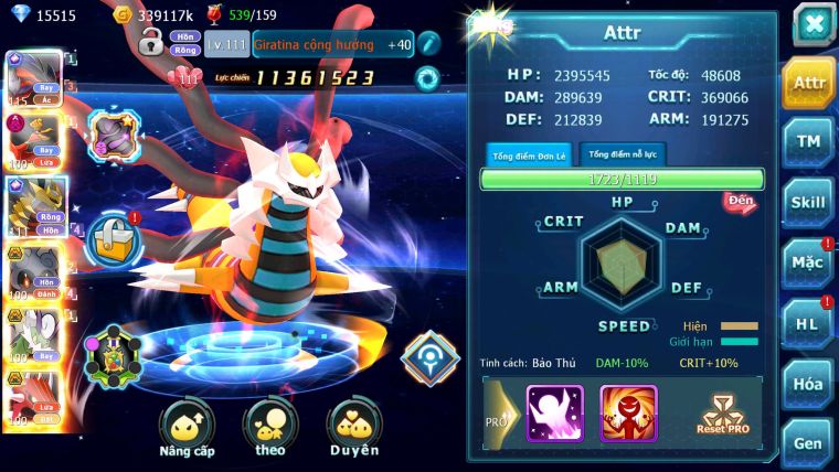 Mã : #TTS6579 - S1614 - V12 - 15K KC - Yvetal & Giratina CH Ho-oh Dnm Nhiều Pet Bc