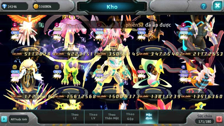 Mã : #TTS6585 - S241 - V17 - BXH : 13 - Ho-oh & Diancie & White CHD Giratina CH Nhiều Pet Bc