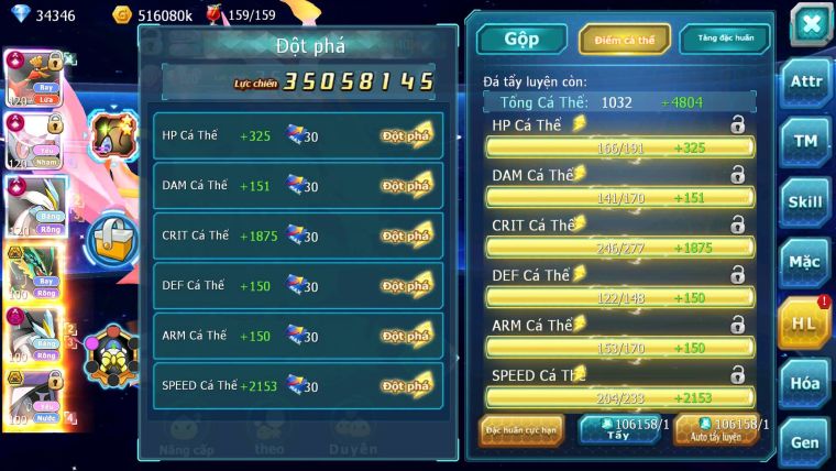 Mã : #TTS6585 - S241 - V17 - BXH : 13 - Ho-oh & Diancie & White CHD Giratina CH Nhiều Pet Bc