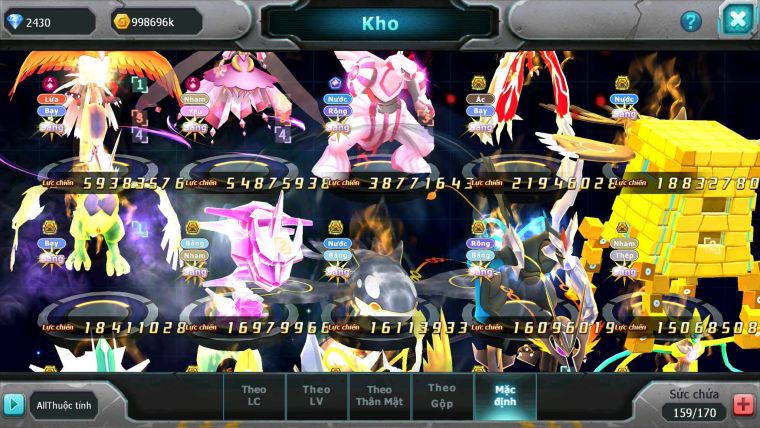 Mã : #TTS6584 - S66 - BXH : 6 - 254M Yvetal CH - Ho-oh & Diancie CHD Palkia CH Form cực đẹp 3 team khủng