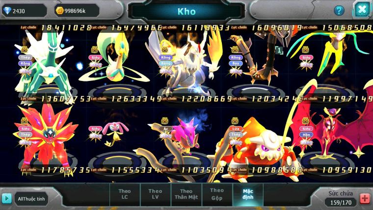 Mã : #TTS6584 - S66 - BXH : 6 - 254M Yvetal CH - Ho-oh & Diancie CHD Palkia CH Form cực đẹp 3 team khủng