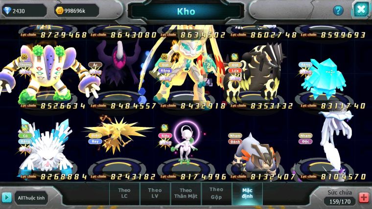 Mã : #TTS6584 - S66 - BXH : 6 - 254M Yvetal CH - Ho-oh & Diancie CHD Palkia CH Form cực đẹp 3 team khủng