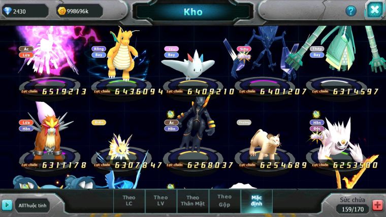 Mã : #TTS6584 - S66 - BXH : 6 - 254M Yvetal CH - Ho-oh & Diancie CHD Palkia CH Form cực đẹp 3 team khủng