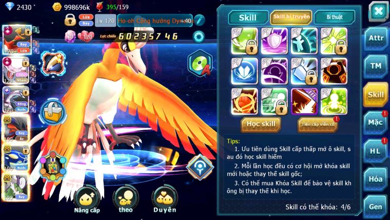 Mã : #TTS6584 - S66 - BXH : 6 - 254M Yvetal CH - Ho-oh & Diancie CHD Palkia CH Form cực đẹp 3 team khủng