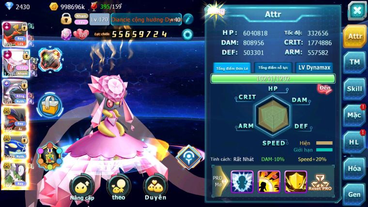 Mã : #TTS6584 - S66 - BXH : 6 - 254M Yvetal CH - Ho-oh & Diancie CHD Palkia CH Form cực đẹp 3 team khủng