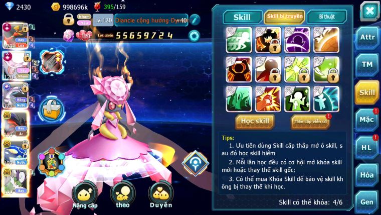 Mã : #TTS6584 - S66 - BXH : 6 - 254M Yvetal CH - Ho-oh & Diancie CHD Palkia CH Form cực đẹp 3 team khủng